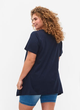 Puuvillainen t-paita lyhyillä hihoilla, Navy Blazer SOLID, Model image number 1