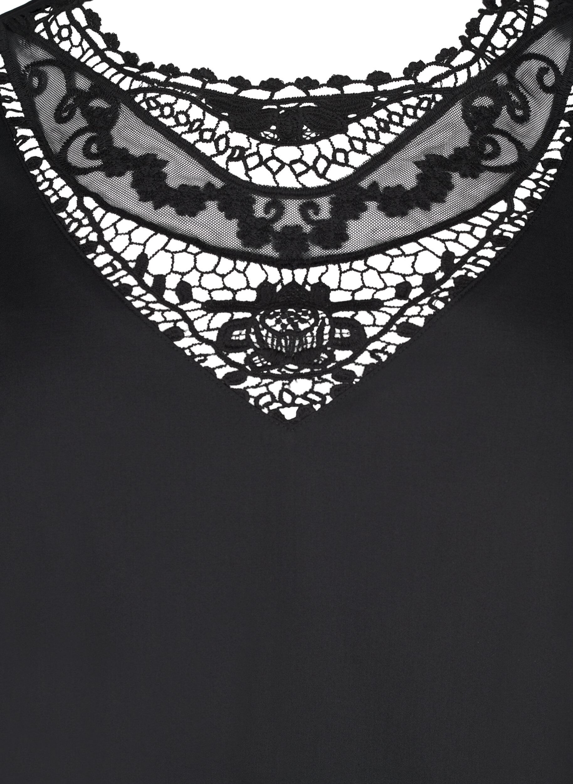 Zizzi Lyhyt mekko, jossa on pitsinen yksityiskohta, Black, Packshot image number 2