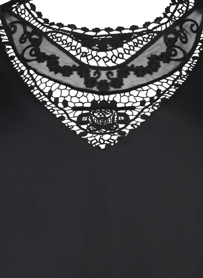 Lyhyt mekko, jossa on pitsinen yksityiskohta, Black, Packshot image number 2