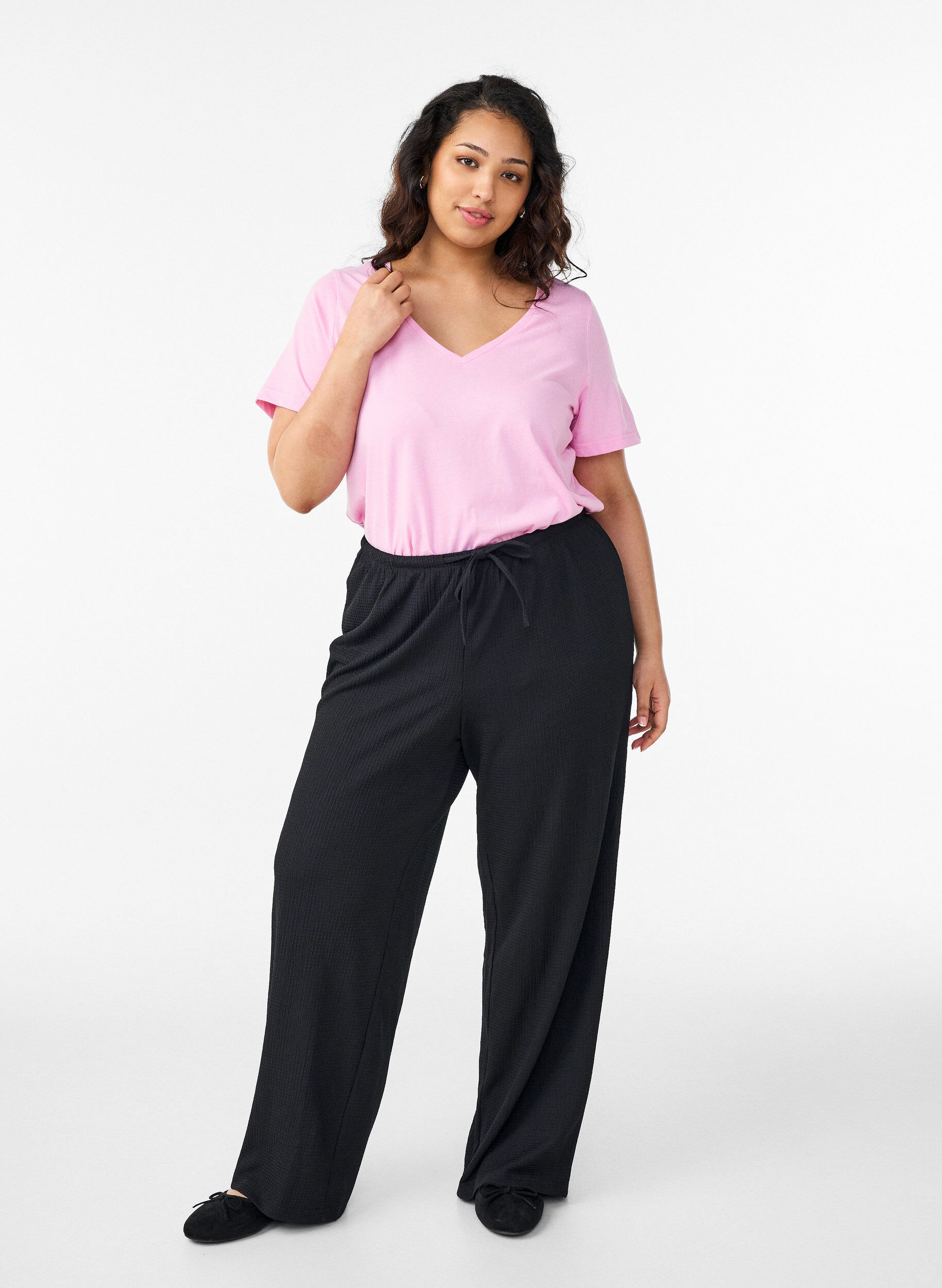 ZizziV-kaula-aukkoinen T-paita, Vaaleanpunainen, Model image number 1