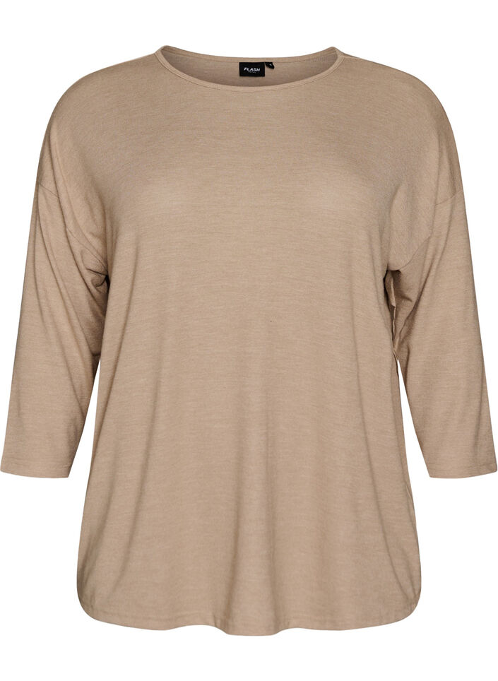 Jerseypusero 3/4-hihoilla, Beige, Packshot image number 0