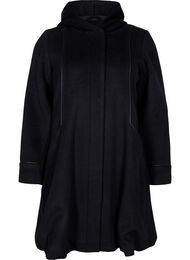 Hupullinen takki villalla, Black Solid
