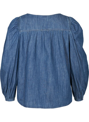 Farkkupusero pitkillä puhvihihoilla, Blue denim, Packshot image number 1
