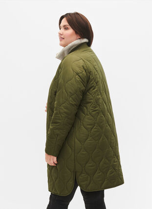 Pitkä topattu takki taskuilla ja vetoketjuilla, Winter Moss, Model image number 1