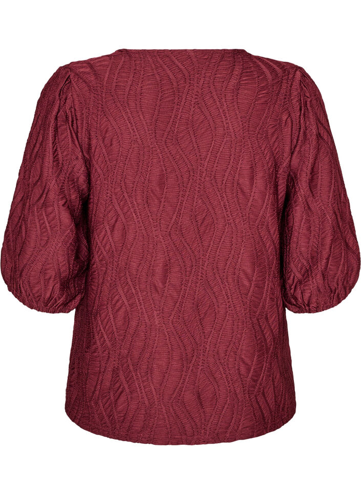 Tekstuuripusero 3/4-hihoilla, Punainen, Packshot image number 1