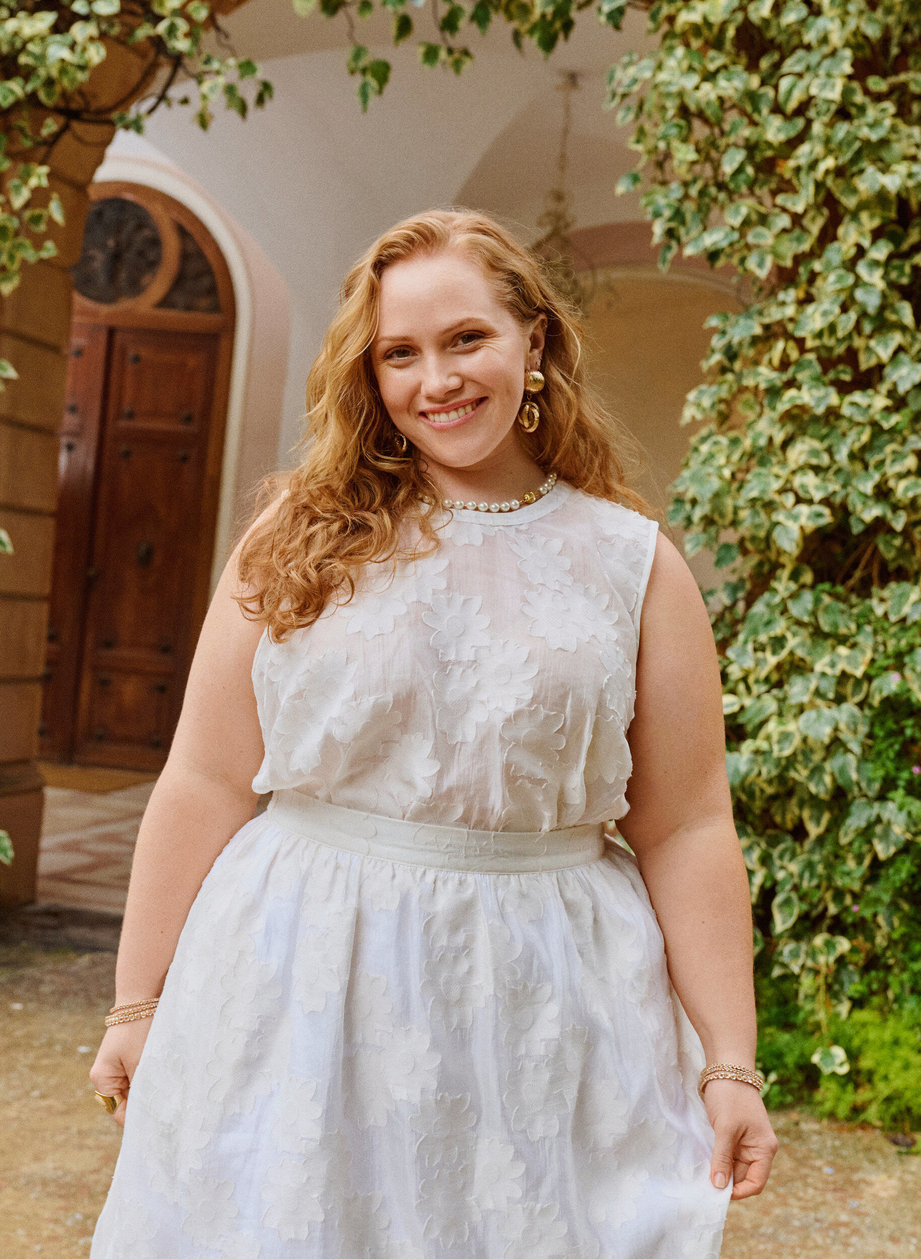 Hihaton toppi kukallisella jacquard-tekstuurilla