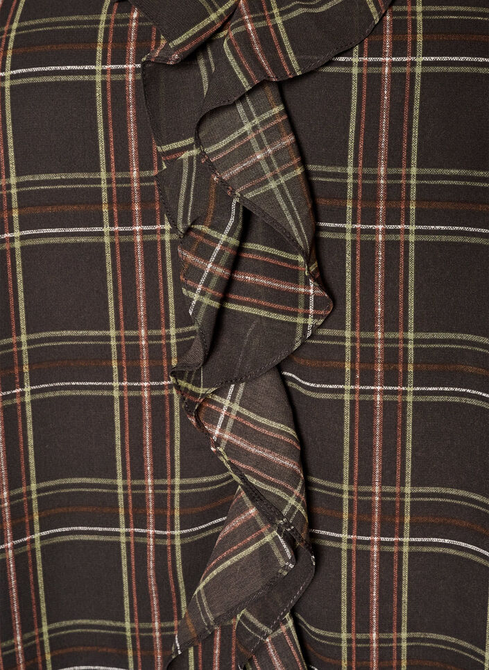 Ruudullinen pusero r&ouml;yhel&ouml;yksityiskohdilla, Vihre&auml;, Packshot image number 2