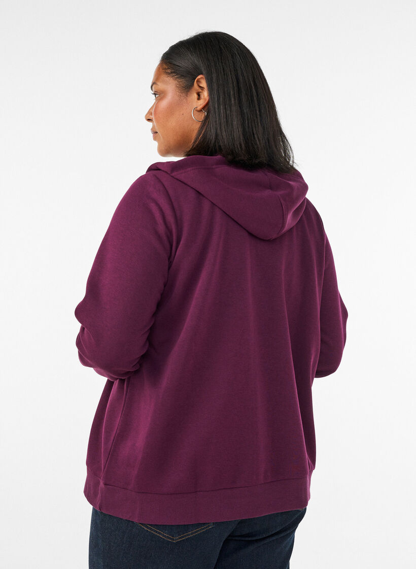 Hupullinen collegepaita vetoketjulla ja taskuilla, Violetti, Model image number 2