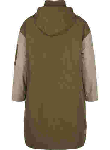 Kontrastivärinen takki taskuilla, Dark Olive Comb., Packshot image number 1