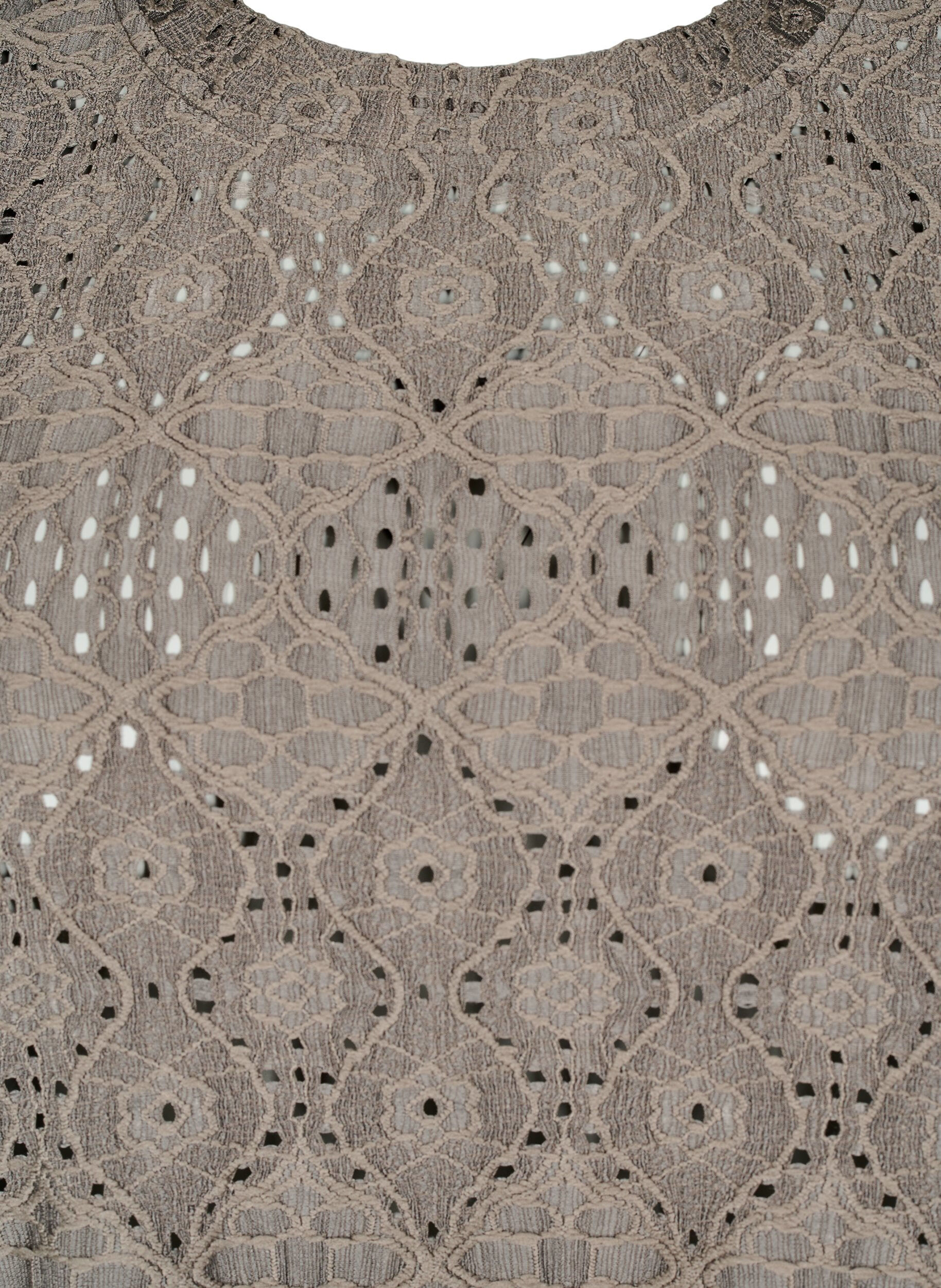 Zizzi Pitk&auml;hihainen pusero avoimella pitsikuviolla, Ruskea, Packshot image number 2