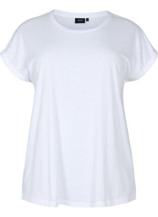 Lyhythihainen t-paita puuvillasekoitteesta, Bright White, Packshot image number 0