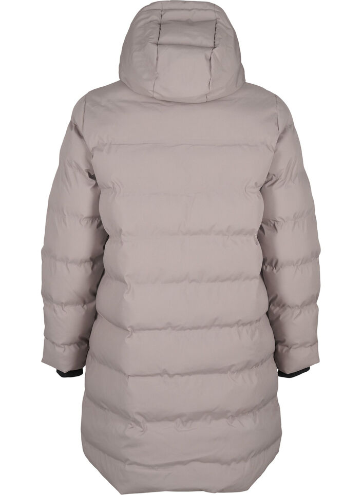Puffer-takki hupulla ja taskuilla, Beige, Packshot image number 1