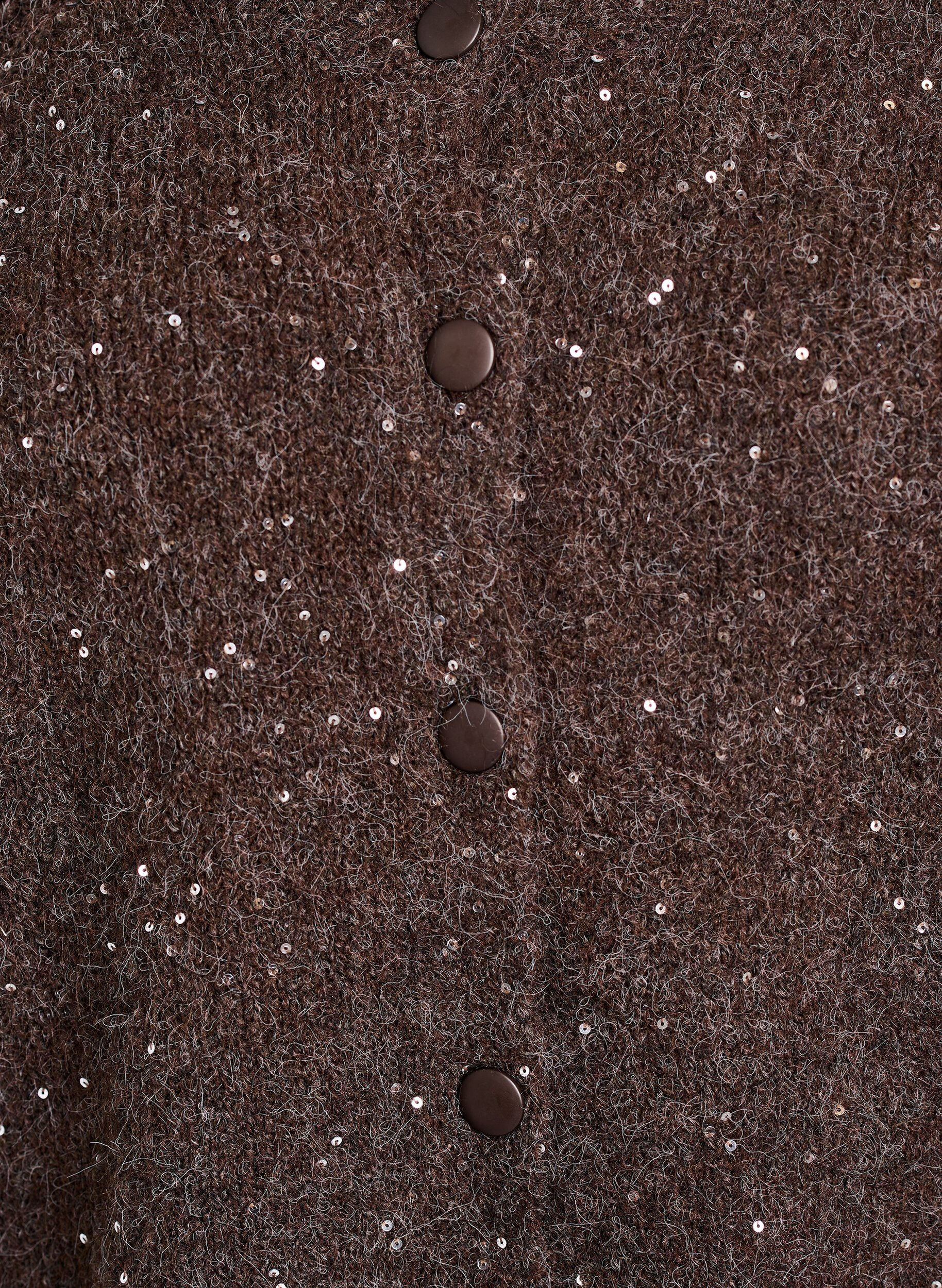 Zizzi Neuletakki paljeteilla, Ruskea, Packshot image number 2