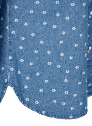 Kukallinen farkkupaita rintataskulla, Light Blue w.Flowers, Packshot image number 3