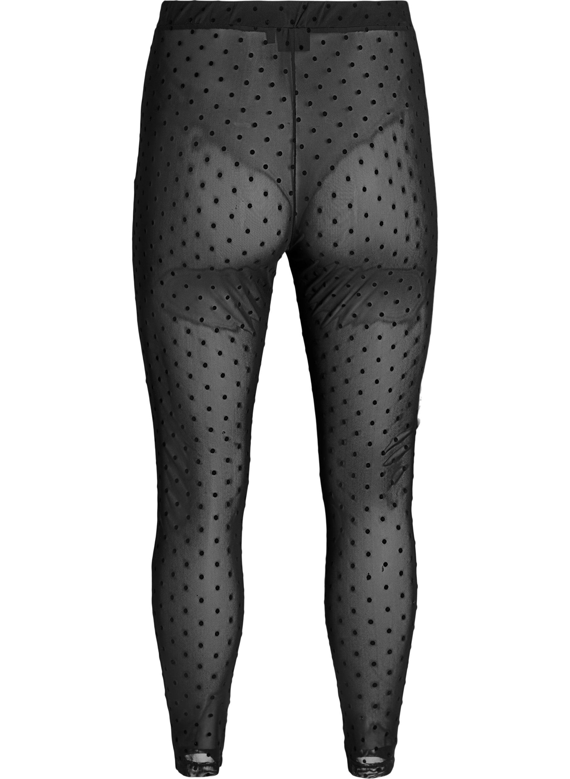 Zizzi Mesh-legginssit, joissa on samettit&auml;pli&auml;, Musta, Packshot image number 1