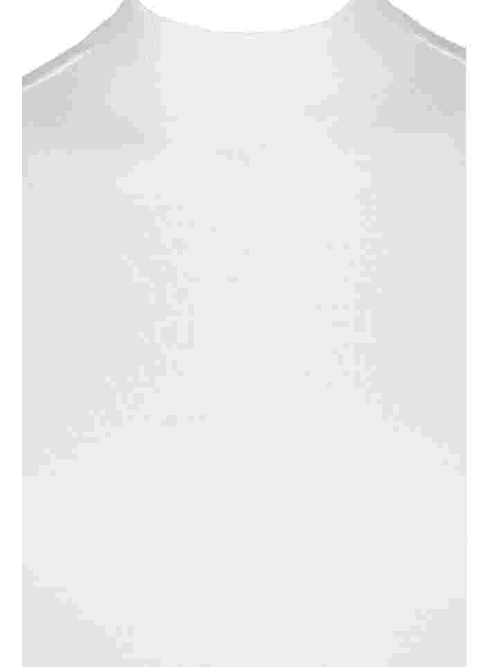Puuvillainen ribattu toppi  korkealla kauluksella, Bright White, Packshot image number 2