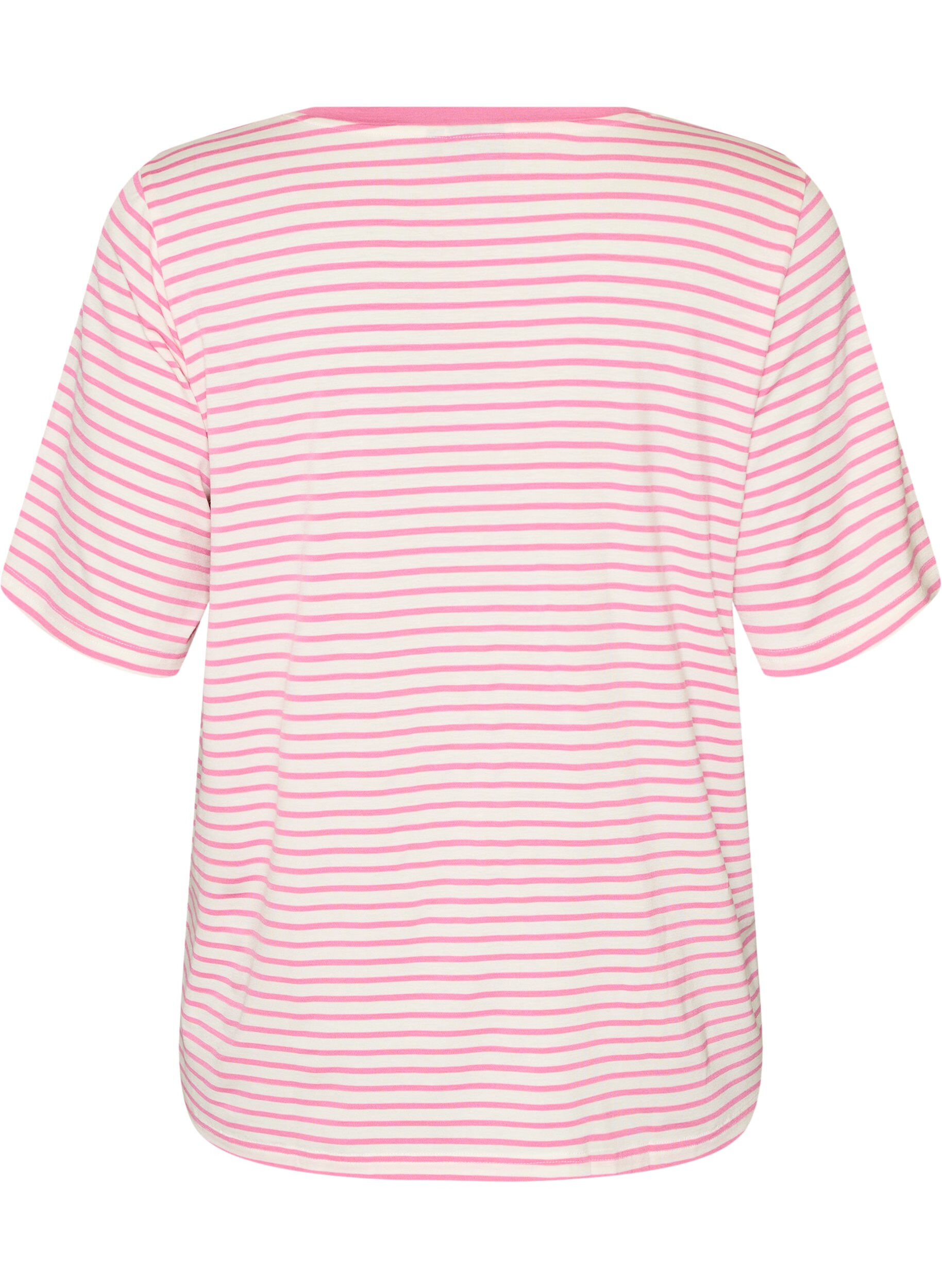 ZizziT-paita TENCEL&trade; Lyocellista ja raidoilla, Vaaleanpunainen, Packshot image number 1
