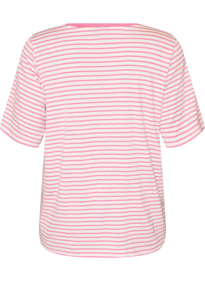 T-paita TENCEL&trade; Lyocellista ja raidoilla, Vaaleanpunainen, Packshot image number 1