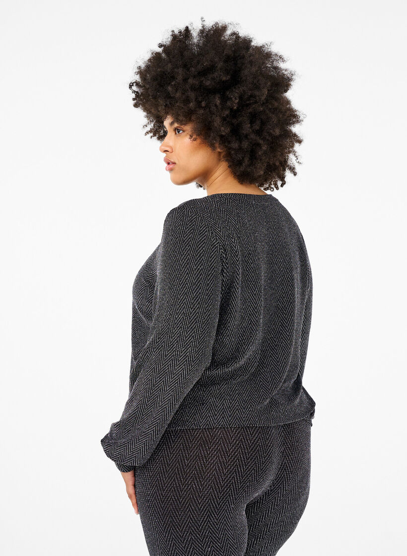 Pusero, jossa hohtava kuvio, Silver ZigZagShimmer, Model image number 1