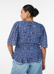 Smokkiblouse gingham -ruudullisella kuosilla ja r&ouml;yhel&ouml;helmalla, Sininen, Model image number 2