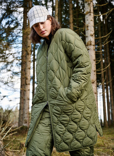 Pitkä topattu takki taskuilla ja vetoketjuilla, Winter Moss, Image image number 0