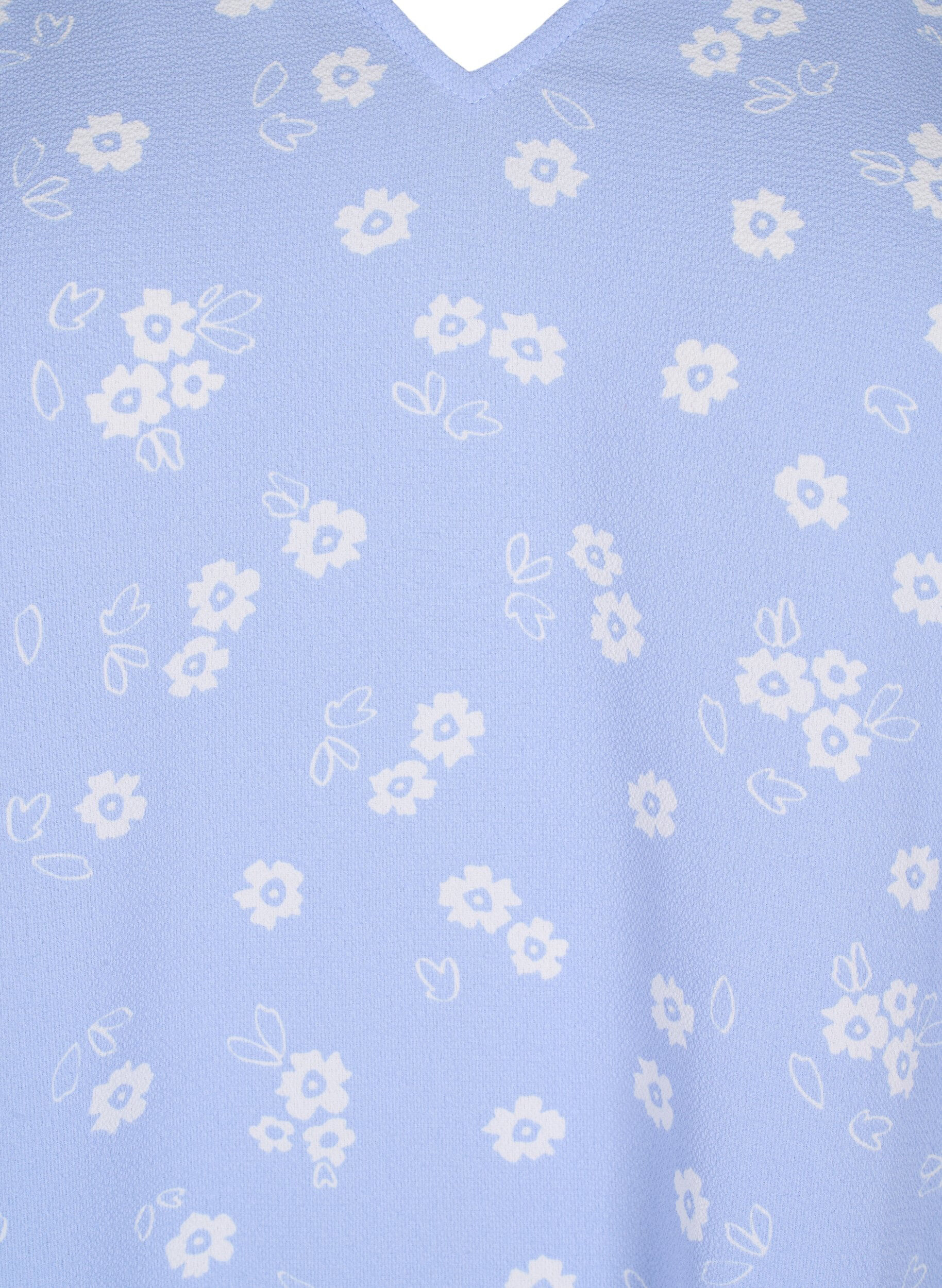 Zizzi Kukallinen toppi, jossa on v-p&auml;&auml;ntie, Serenity Flower AOP, Packshot image number 2