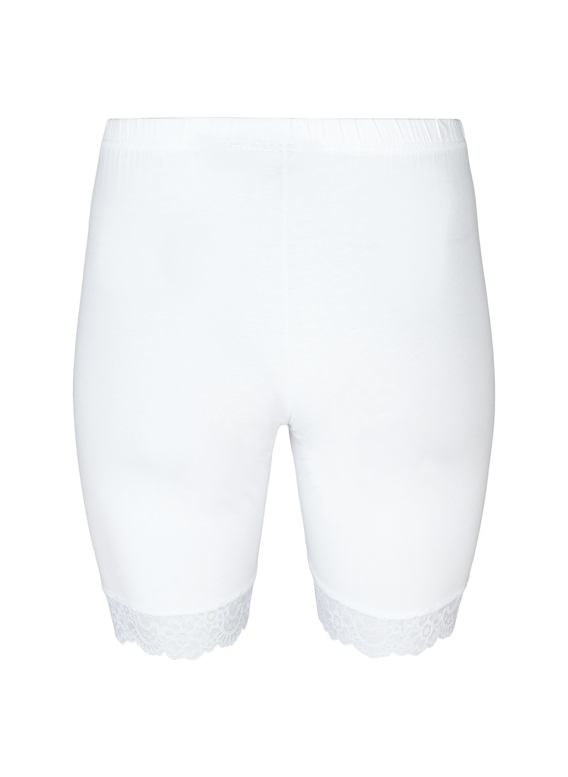 ZizziPy&ouml;r&auml;ilyshortsit pitsireunuksella, Valkoinen, Packshot image number 1