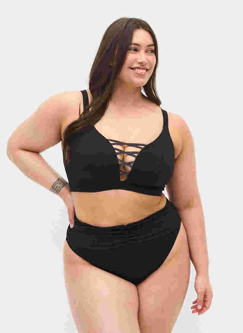 Korkeavyötäröinen bikinialaosa , Black, Model image number 0