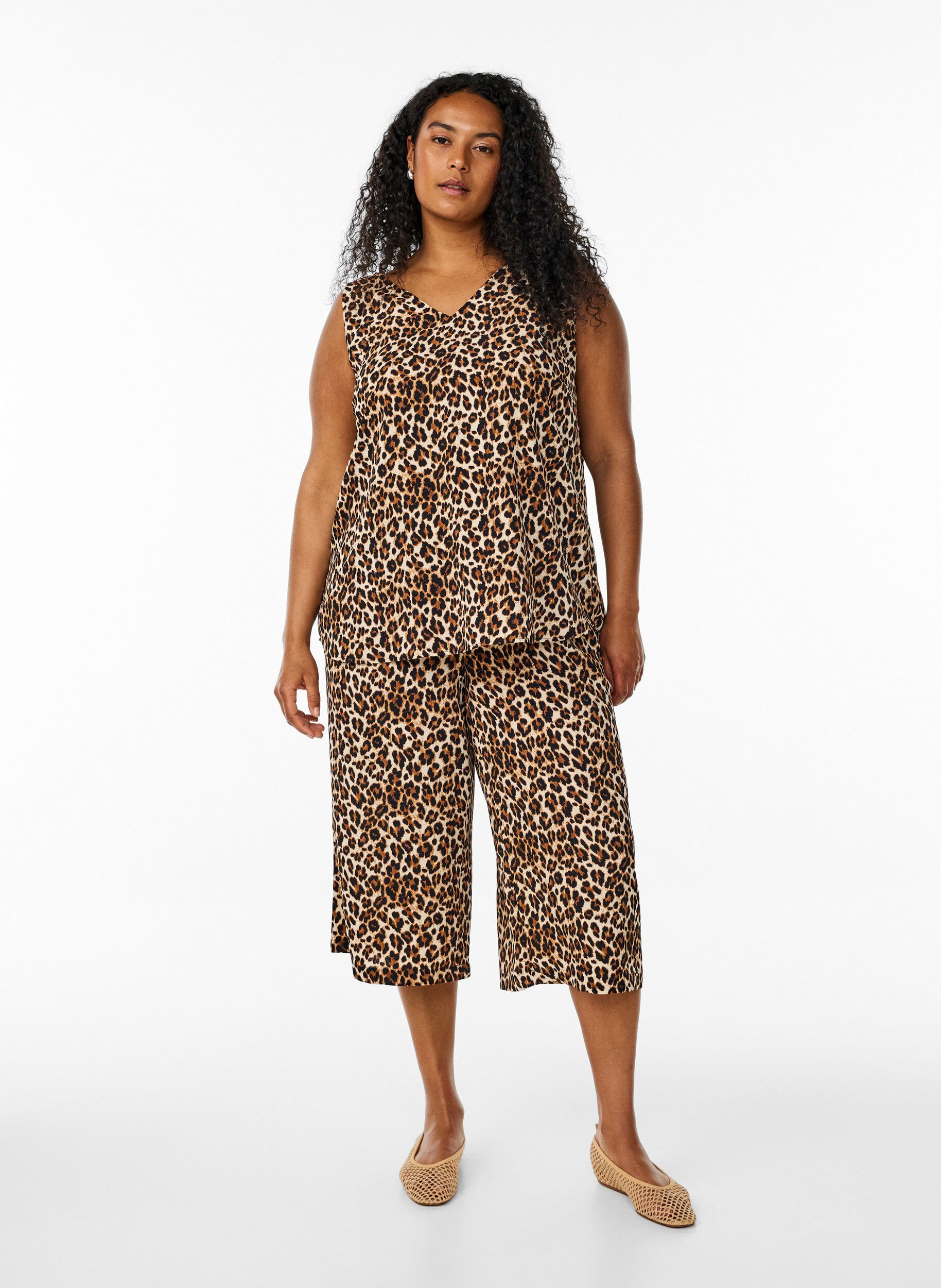 ZizziCulottes-housut kuosilla, Vihre&auml;, Model image number 0