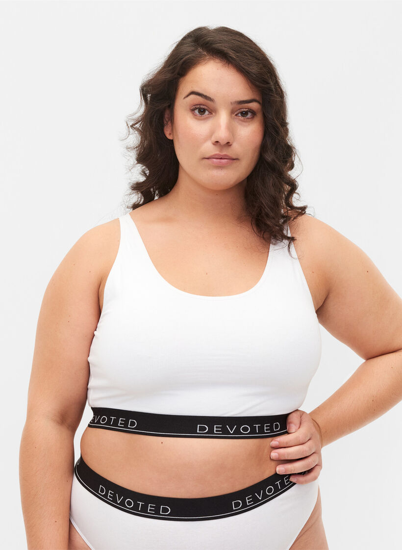 Puuvillaiset rintaliivit säädettävillä olkaimilla , Valkoinen, Model image number 0