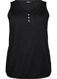 Luomupuuvillainen toppi V-p&auml;&auml;ntiell&auml; ja napeilla, Musta