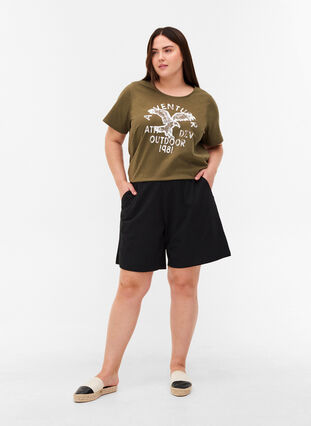 Puuvillainen t-paita painatuksella, Ivy Green, Model image number 2