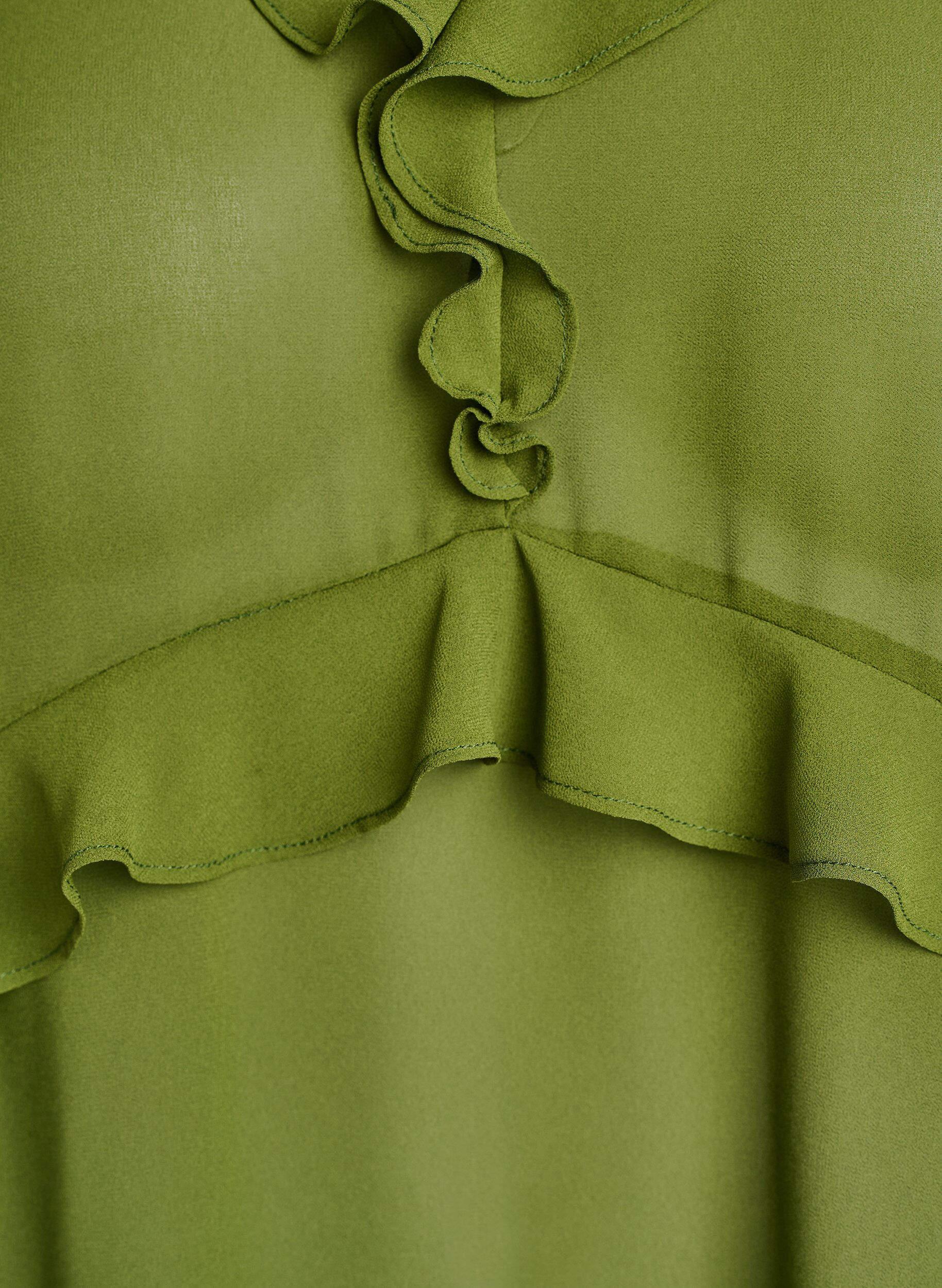 ZizziKevyt mekko r&ouml;yhel&ouml;ill&auml; ja V-p&auml;&auml;ntiell&auml;, Vihre&auml;, Packshot image number 2