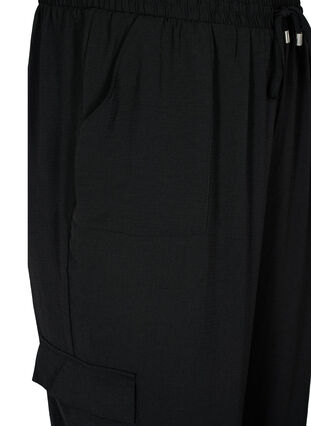 Yksiväriset cargo-housut isoilla taskuilla, Black, Packshot image number 2