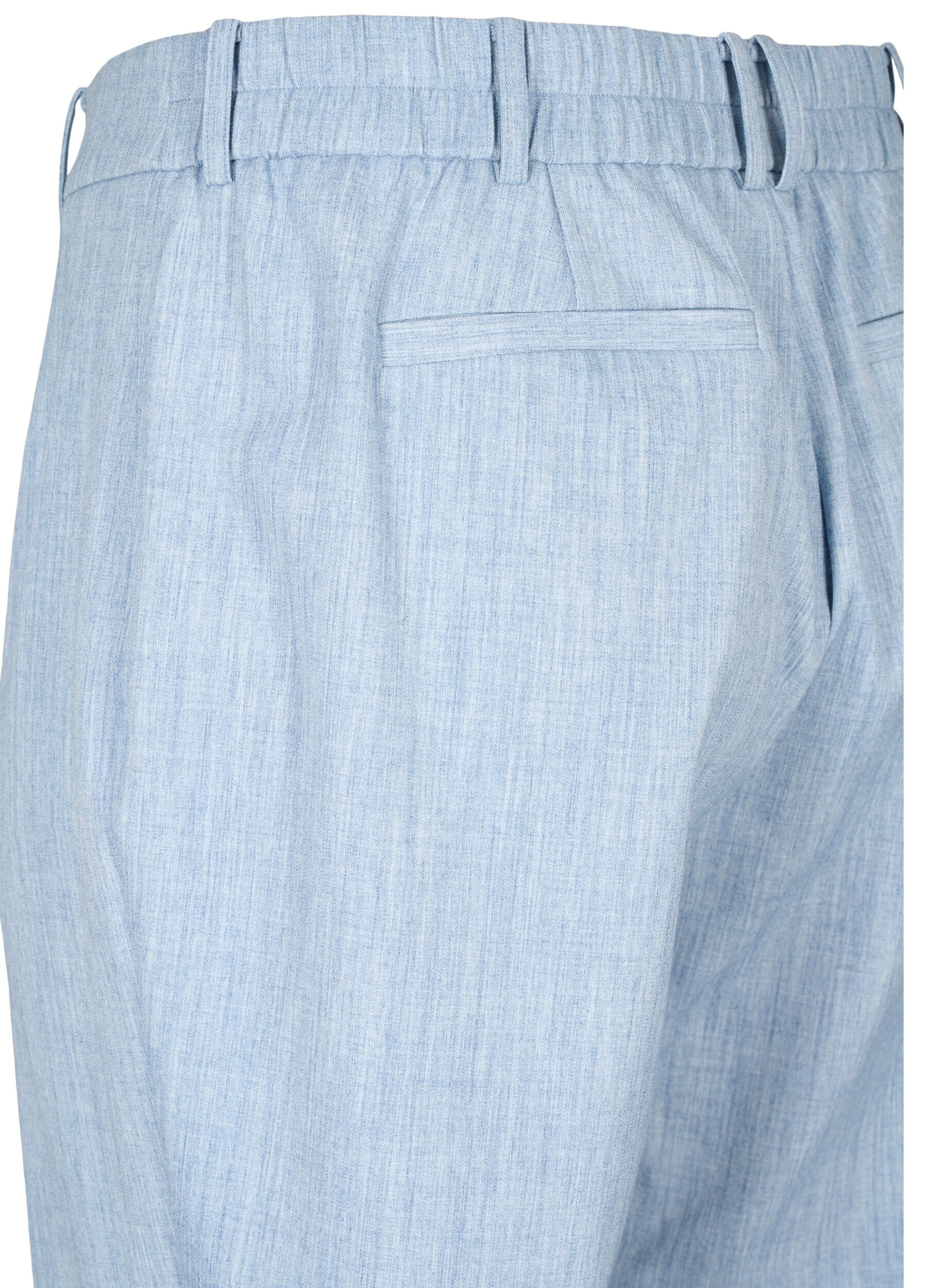 Zizzi Melierte Hose mit Gummizug und Knopfverschluss, Infinity , Packshot image number 3