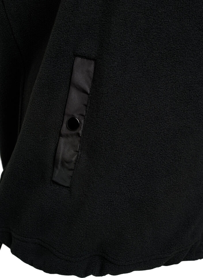 Fleece-liivi korkealla kauluksella ja kiristysny&ouml;rill&auml; helmassa, Musta, Packshot image number 3