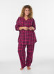 Pitk&auml;hihainen ruudullinen puuvillapyjamapaita, Punainen, Model image number 1