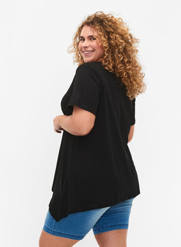 Puuvillainen t-paita lyhyillä hihoilla, Black SOLD, Model image number 1