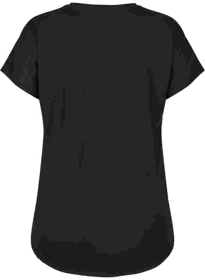 Lyhythihainen t-paita treeniin v-aukolla, Black, Packshot image number 1