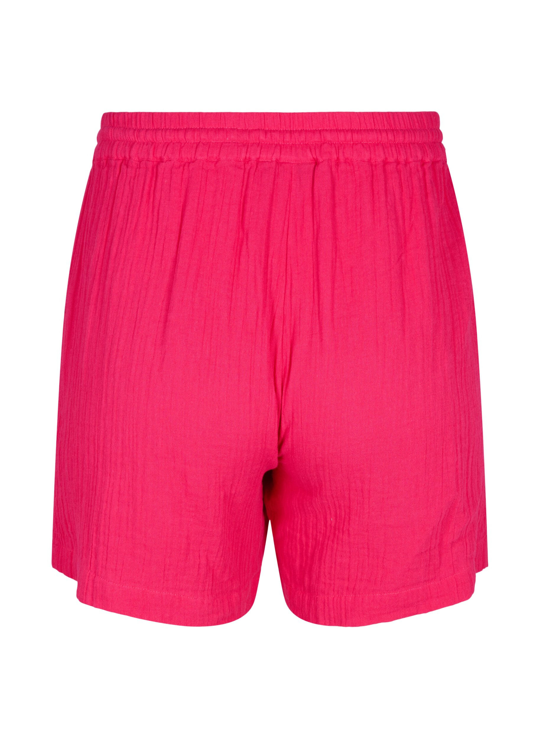 Zizzi Puuvillamusliinishortsit taskuilla, Bright Rose, Packshot image number 1