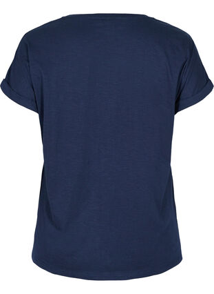 Ekologisesta puuvillasta valmistettu t-paita painatuksella, Navy Blazer Silver, Packshot image number 1