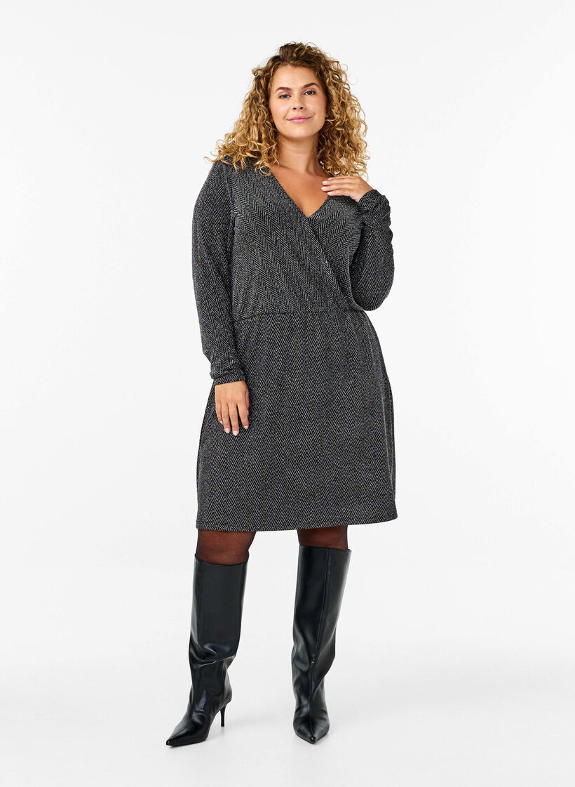 Kimaltava mekko siksak-kuviolla, Silver ZigZagShimmer, Model image number 2