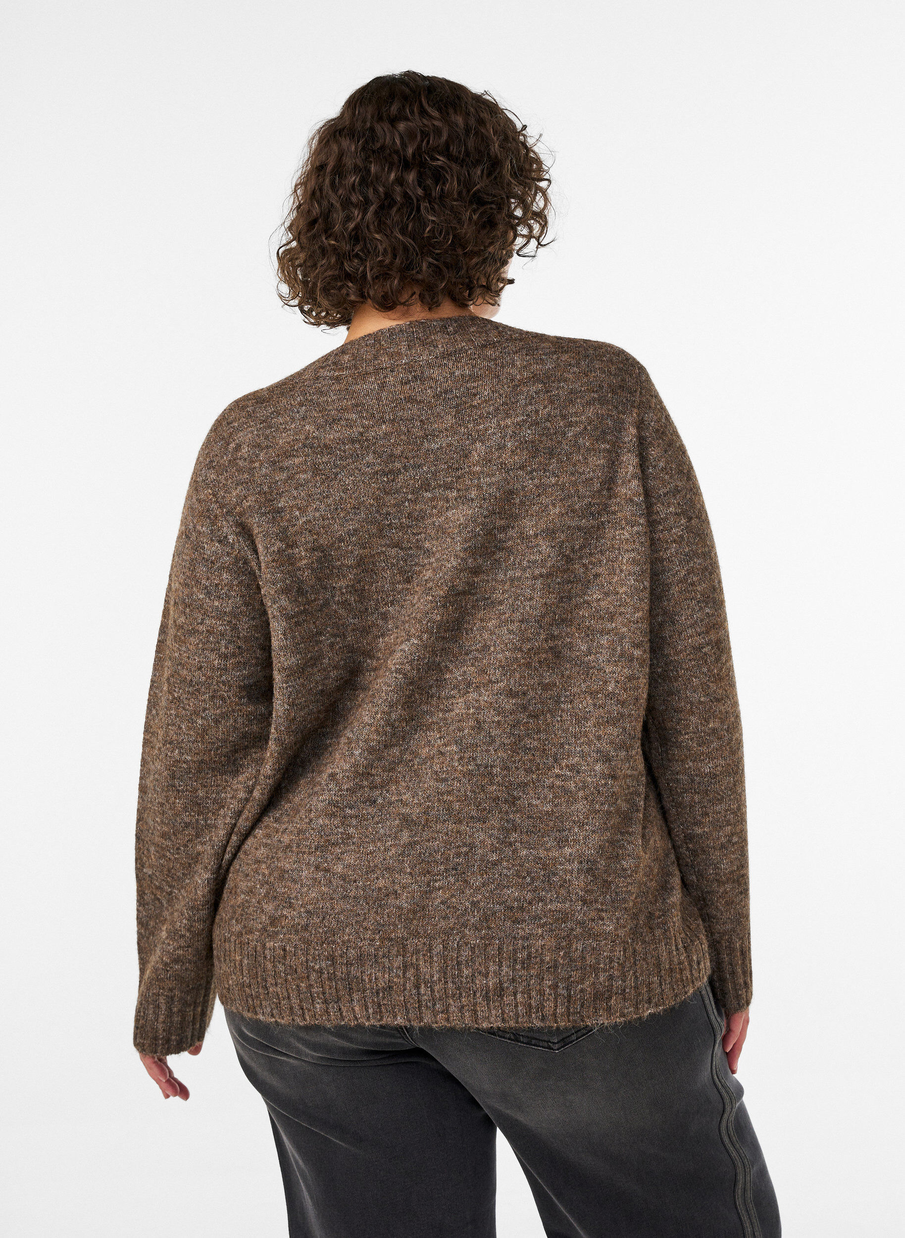 ZizziV-aukkoinen neule, Ruskea, Model image number 2