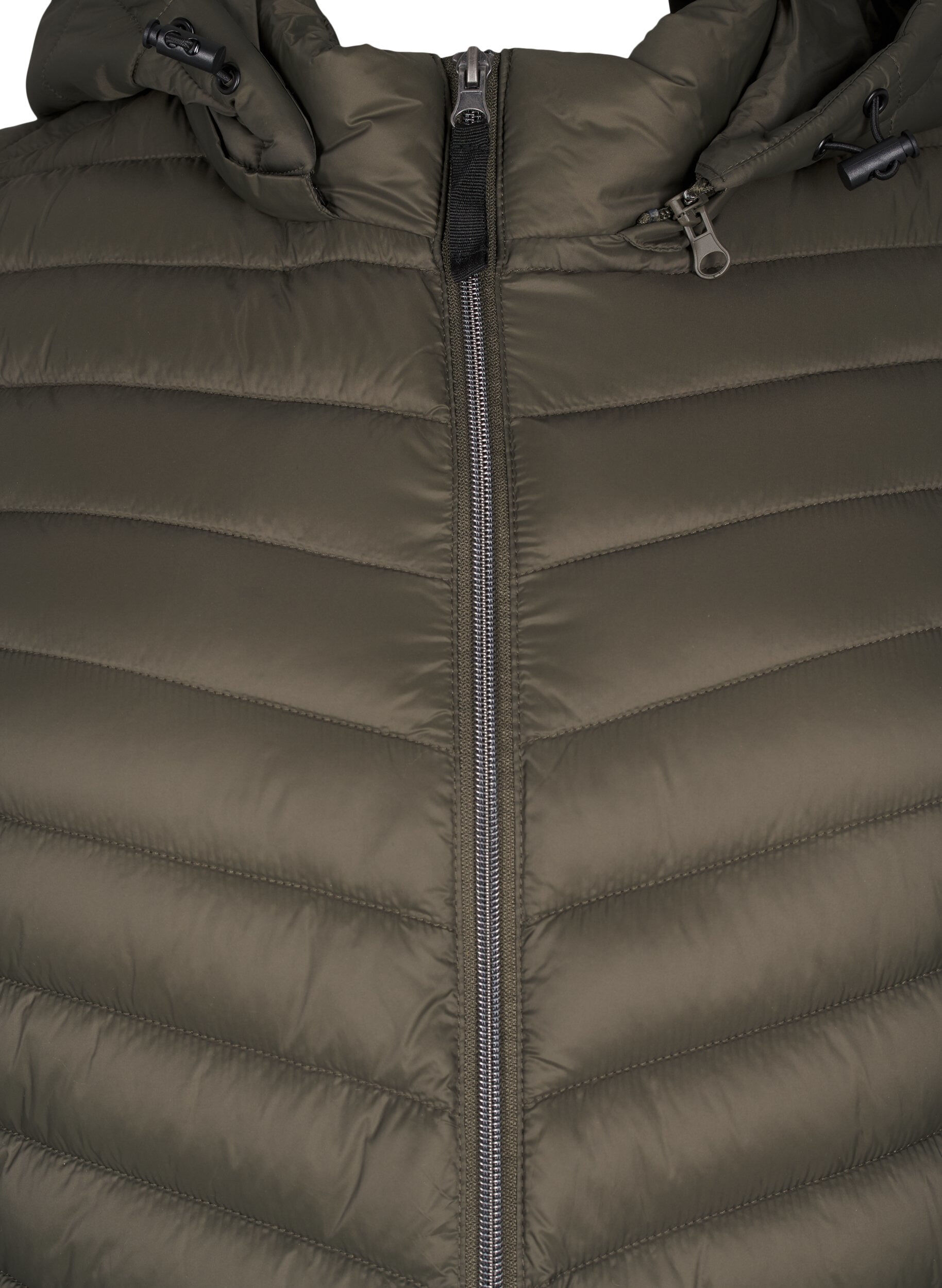 Zizzi Kevyt takki taskuilla ja irrotettavalla hupulla, Vihre&auml;, Packshot image number 2