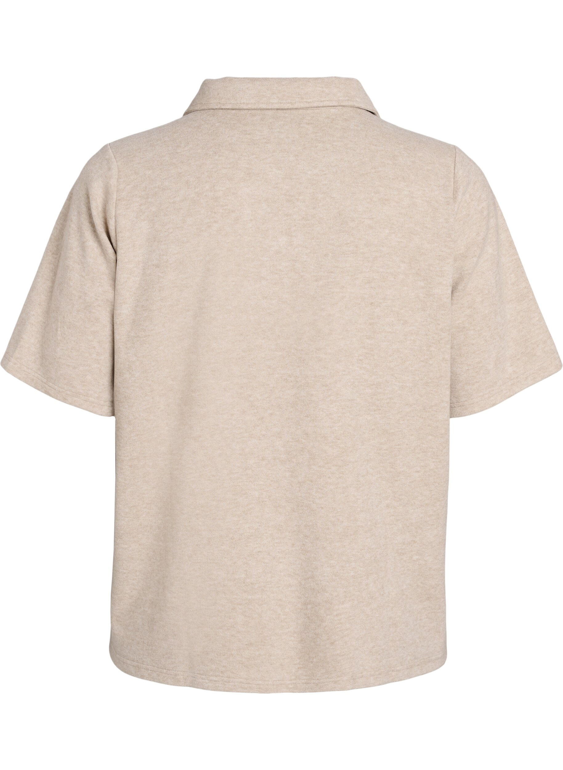 Zizzi Jersey-paita kauluksilla ja lyhyill&auml; hihoilla, Ruskea, Packshot image number 1