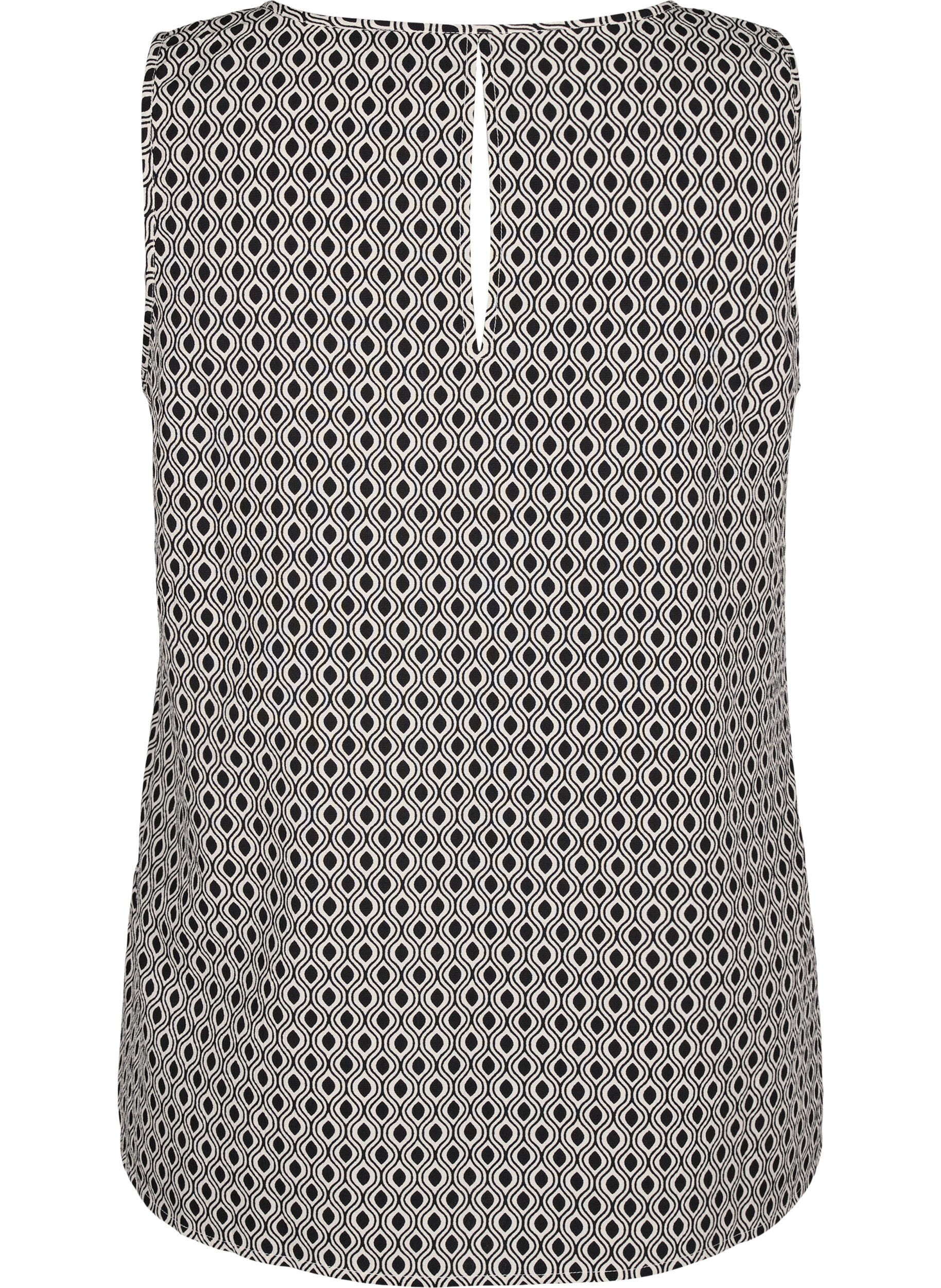 Zizzi Flash &ndash; hihaton toppi printill&auml;, Musta, Packshot image number 1