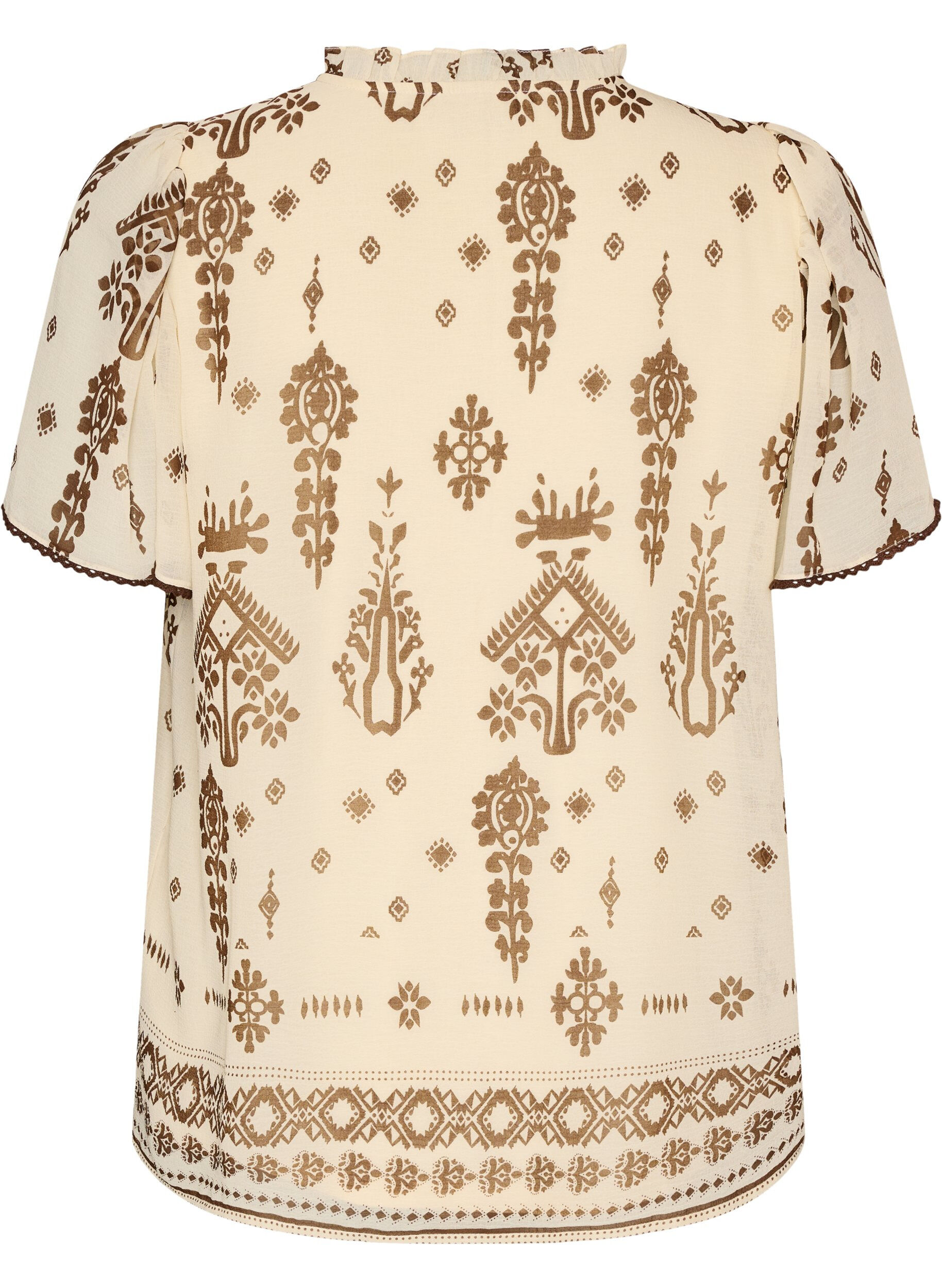 ZizziPusero kuviolla ja virkatulla reunuksella, Beige, Packshot image number 1