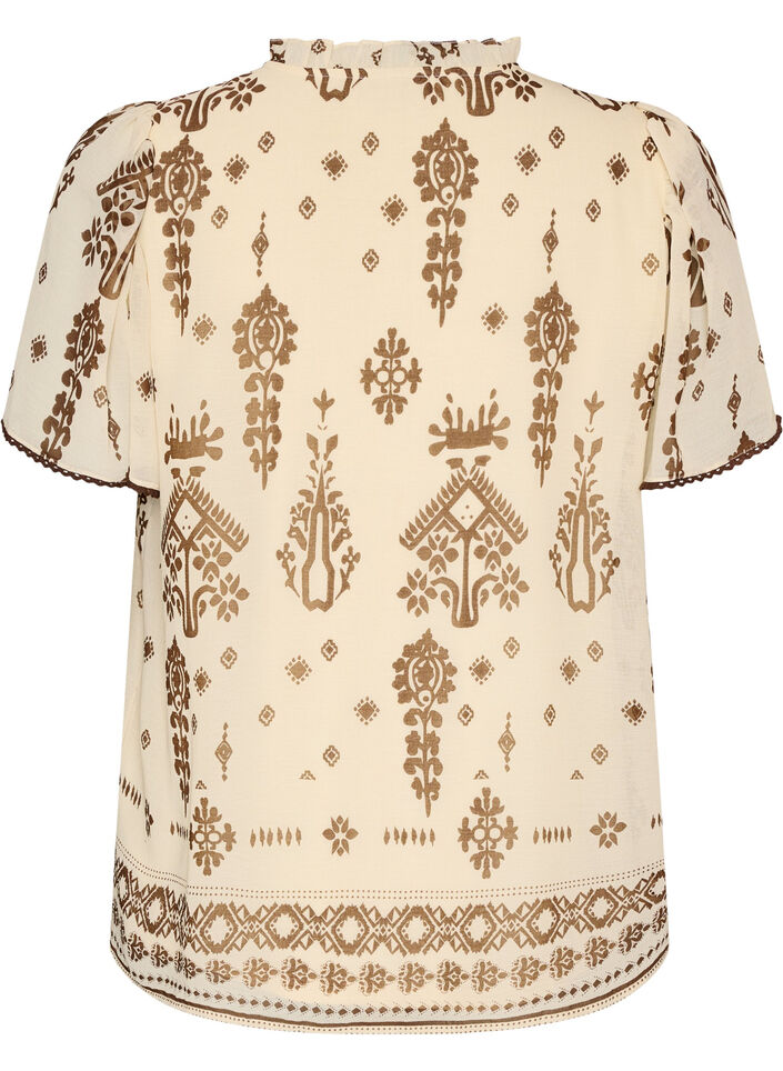 Pusero kuviolla ja virkatulla reunuksella, Beige, Packshot image number 1