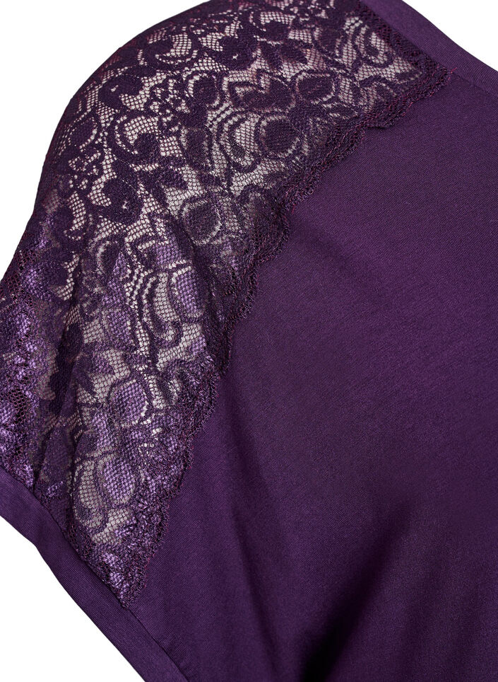 Viscose-yöpaita pitsiyksityiskohdilla, Violetti, Packshot image number 3