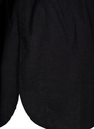 Puuvilla-pellavasekoitteinen paitapusero, jossa on napitus, Black, Packshot image number 3